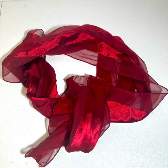 Elegant Red Sheer Scarf - Picture 1 of 2